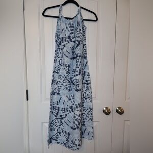 Linen Blue and White Tie-Dye Maxi Dress size Small